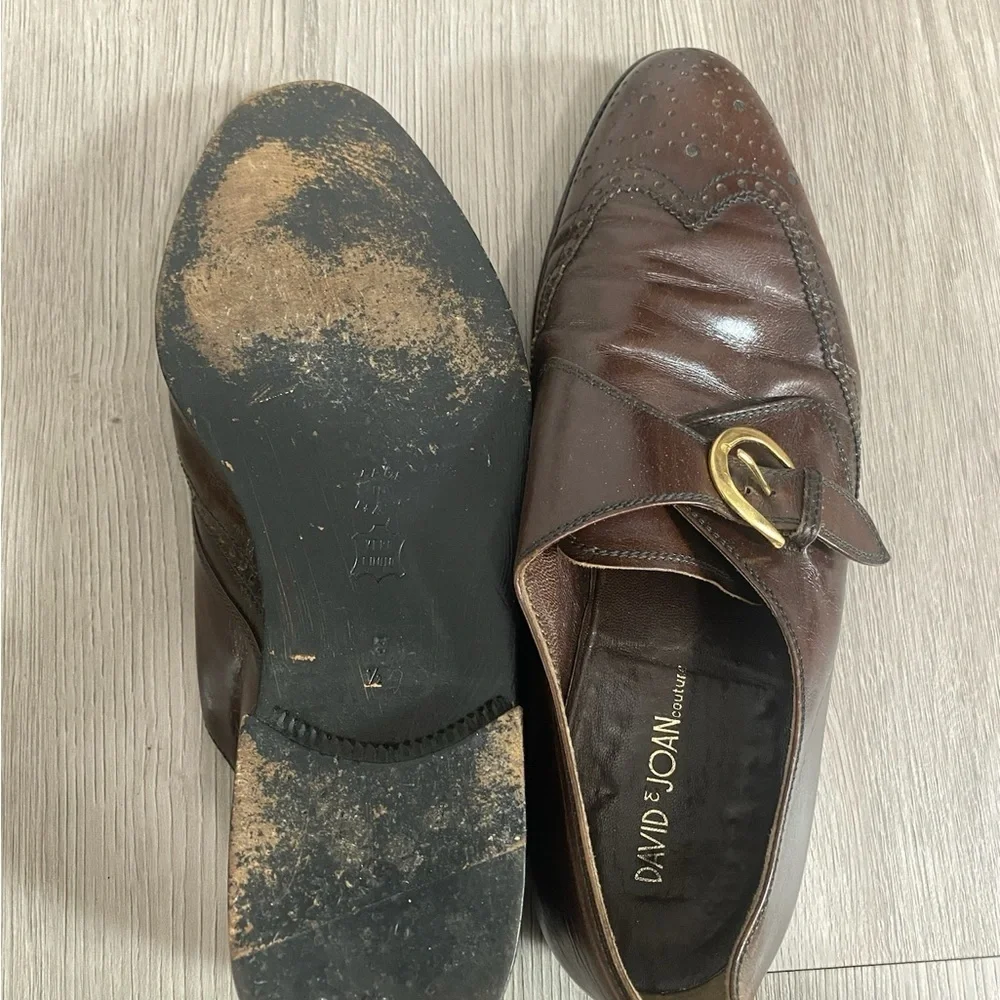 DAVID & JOAN - Italian made Oxford buckle leather men shoes size 8.5